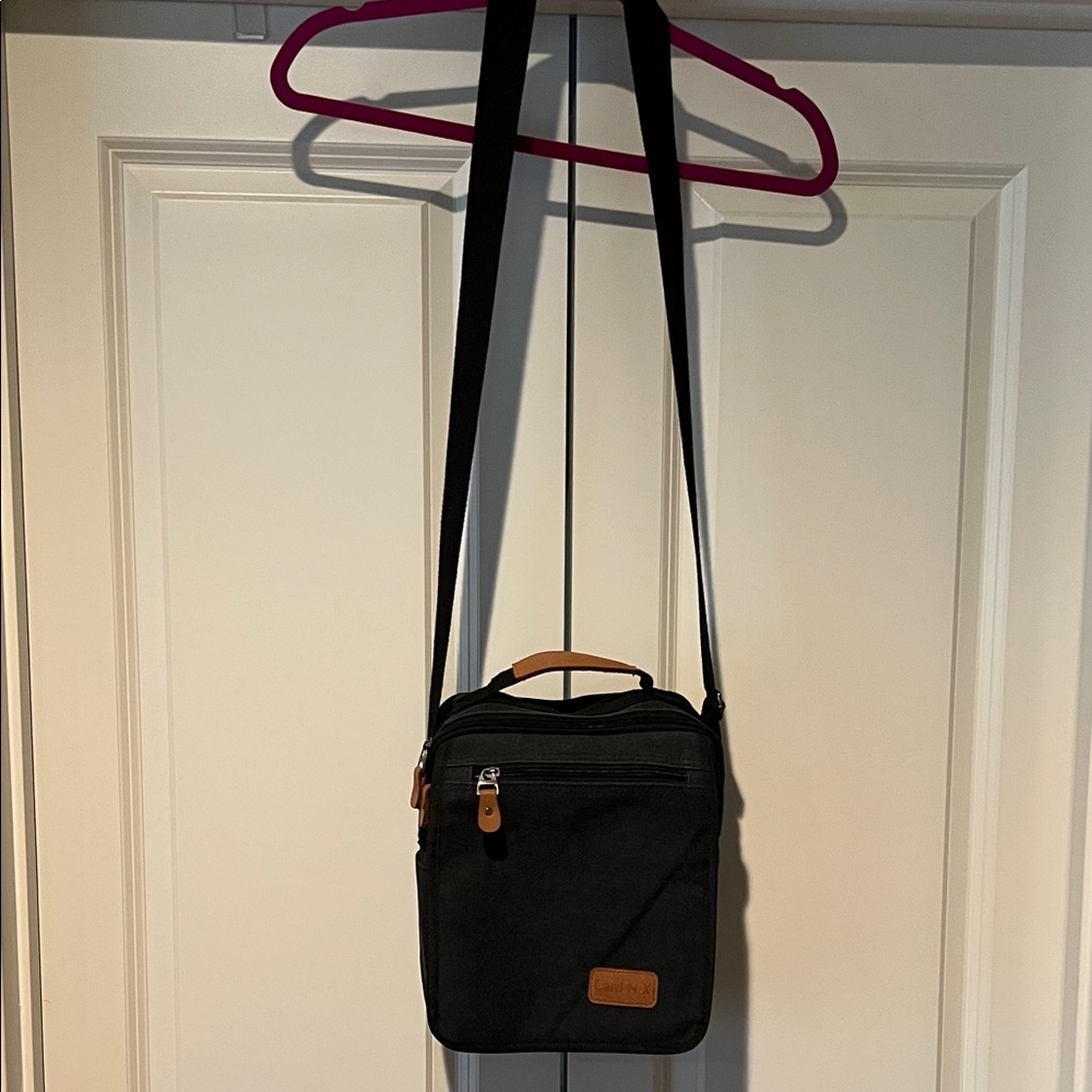 Card.N.X. Unisex Canvas Crossbody Messenger Bag with Tan Accents